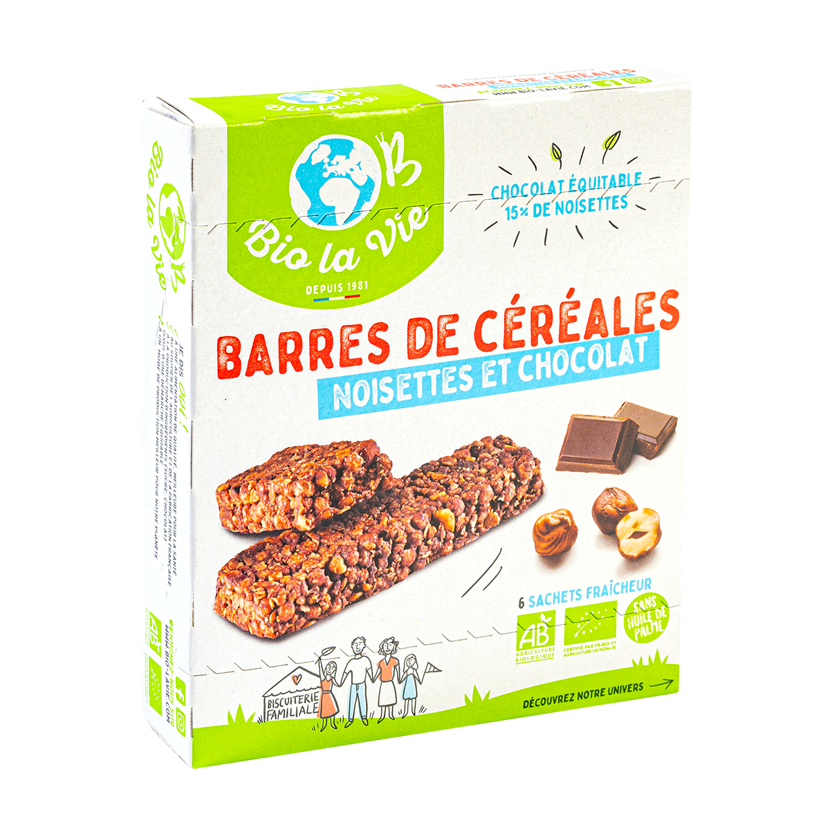 Barres de cereales noisettes et chocolat - Bio la vie