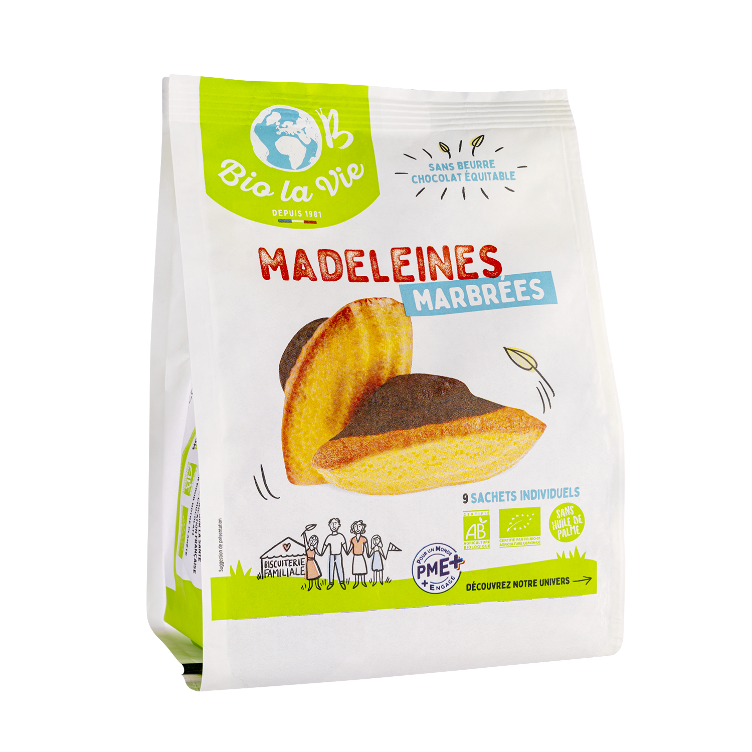 Madeleines Bio nature, pur beurre et marbré au chocolat - Bio la vie